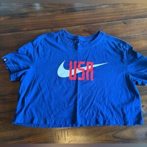 Nike USA Graphic Tee Large Navy Red Swoosh Athletic Streetwear Gym Shirt